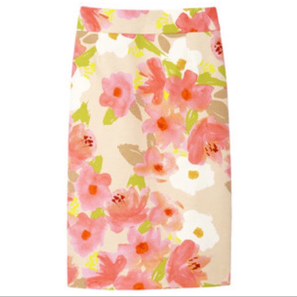 J crew pencil floral watercolor skirt size 0 - Picture 3 of 8
